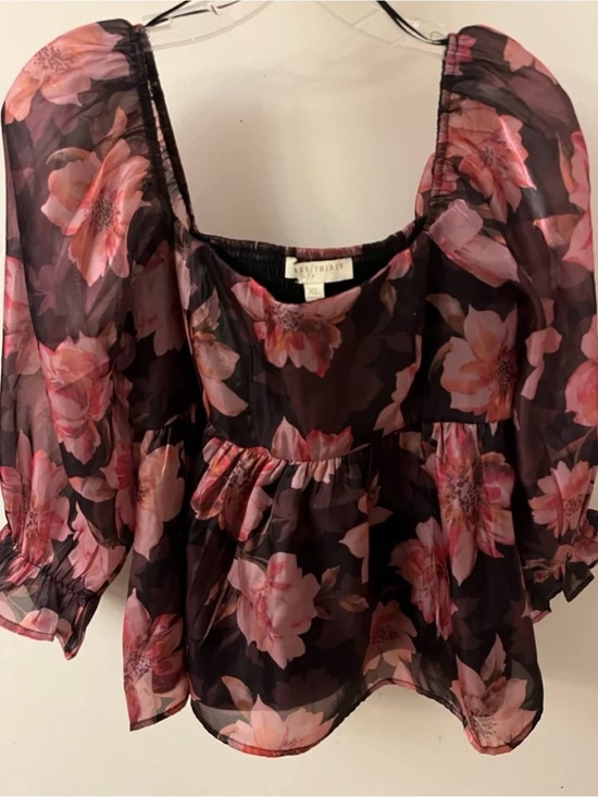 Thirty Thirty Tops - Thirty/Thirty LA Womens' Modern Sheer Floral Babydoll Blouse NWT